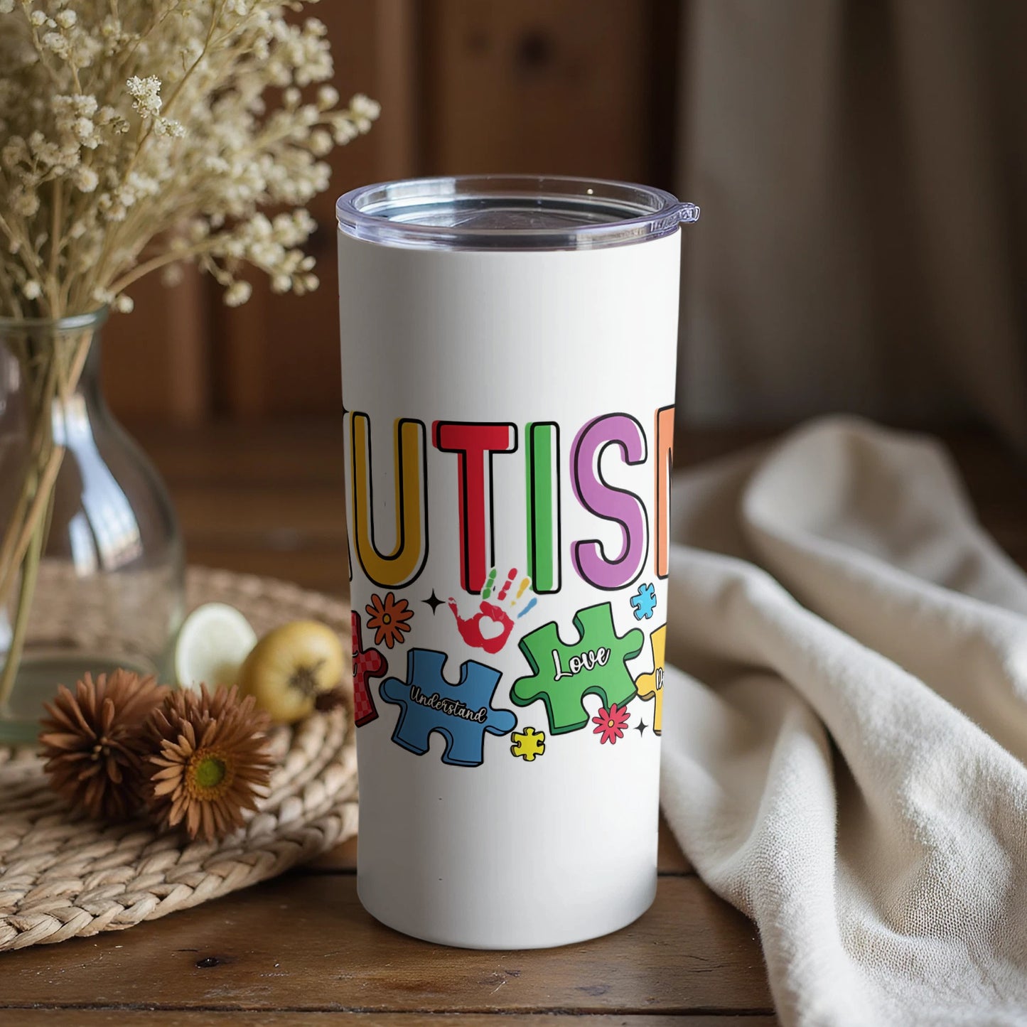 Autism Awareness Colorful Puzzle Design Tumbler