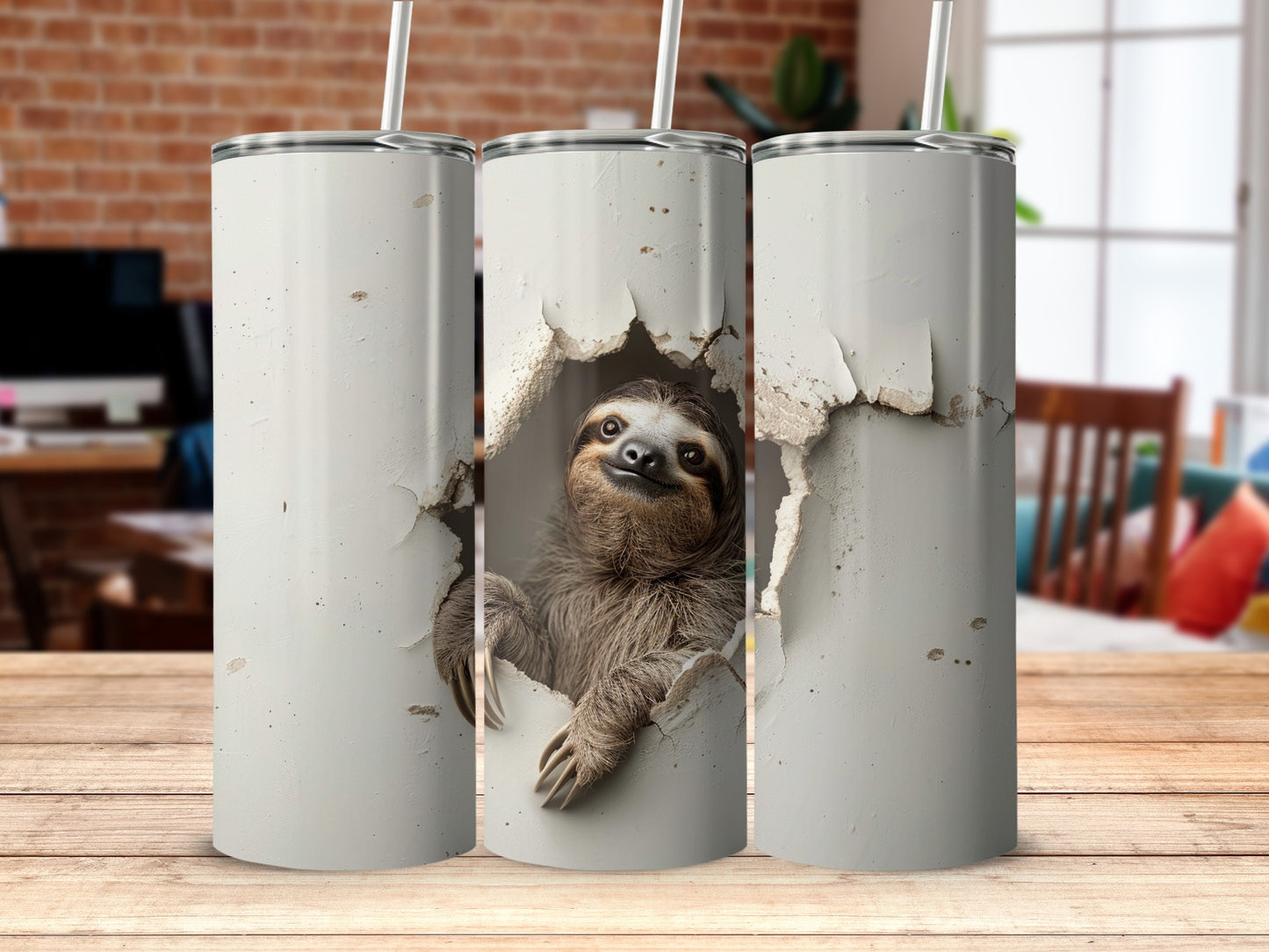 Funny Sloth Emerges Broken Wall Design Tumbler Product Type
Sloth, Tumbler, Animal Design, Funny Sloth, Cute Animal, Whimsical, Novelty Gift, Drinkware, Travel Cup, Insulated Tumbler, Beverage, Unique Design, Sloth Lover, Wildlife, Peeking Sloth, Cracked Wall, Desk Decor, Office Gift, Nature Inspired, Quirky Animal