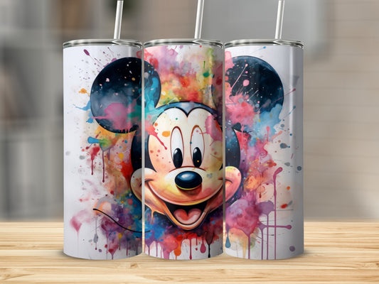 Colorful Mickey Mouse Tumbler with Splatter Art Design