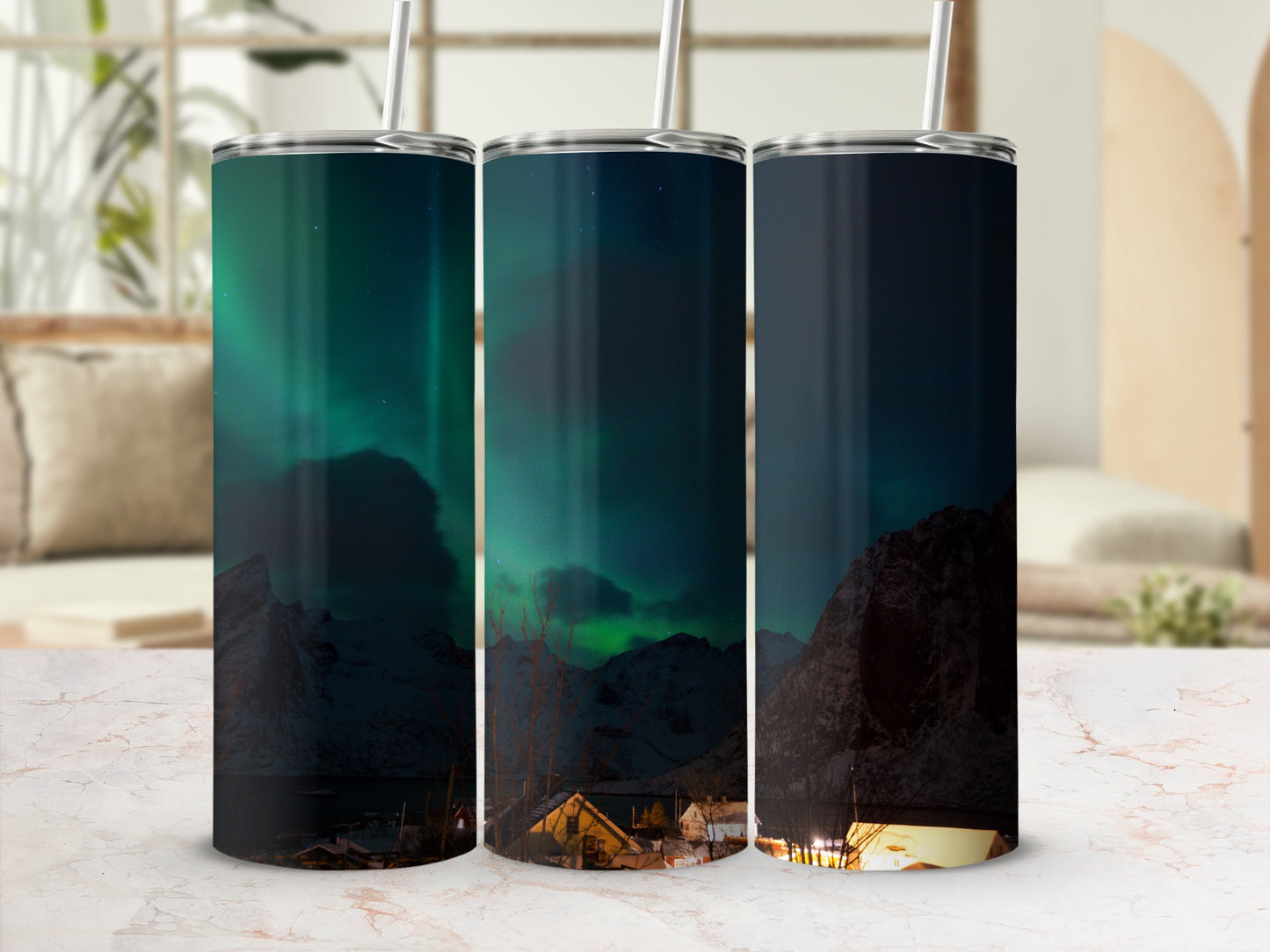 Stunning Northern Lights Landscape Tumbler