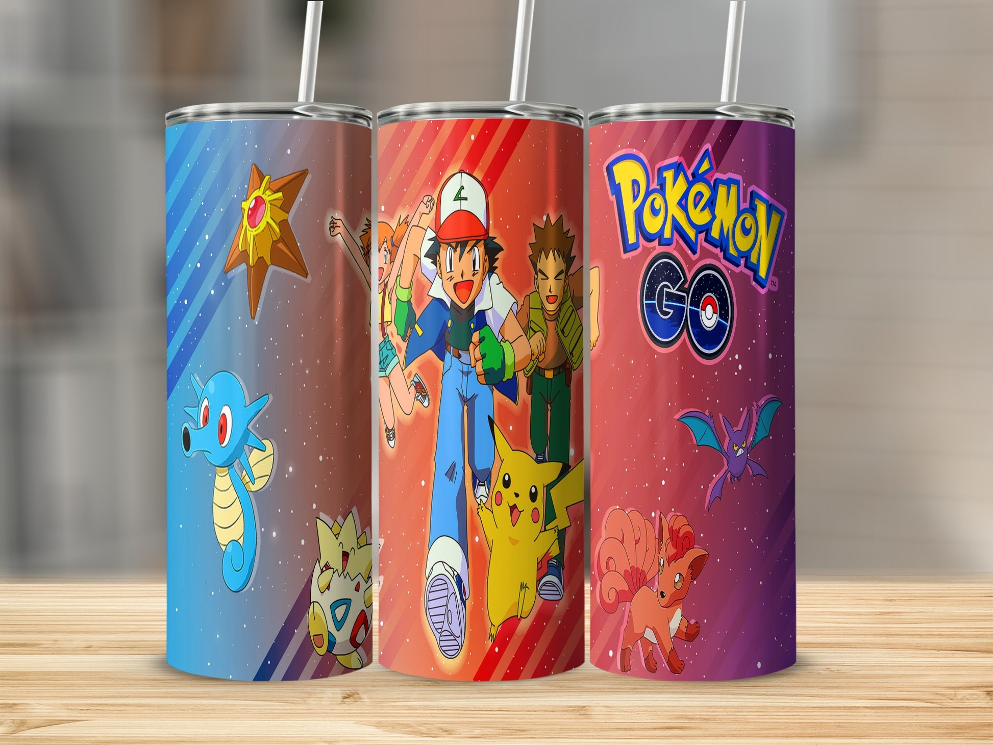 Pokémon GO Themed Colorful Tumbler Set with Straw