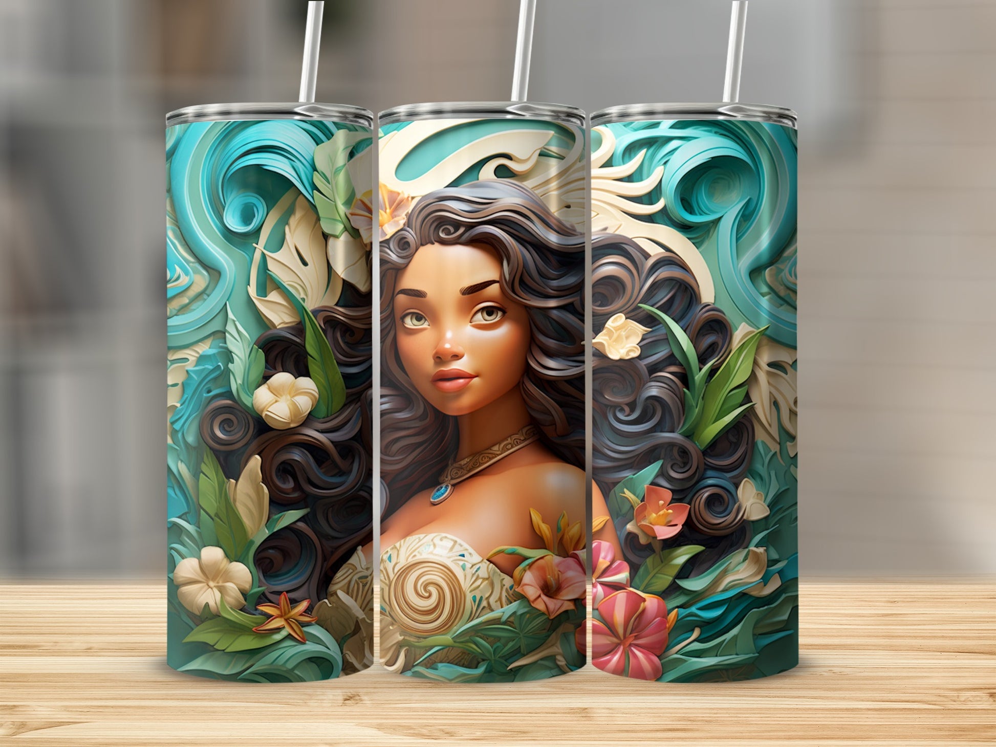 Tropical Floral Art Insulated Tumbler for Cold Drinks