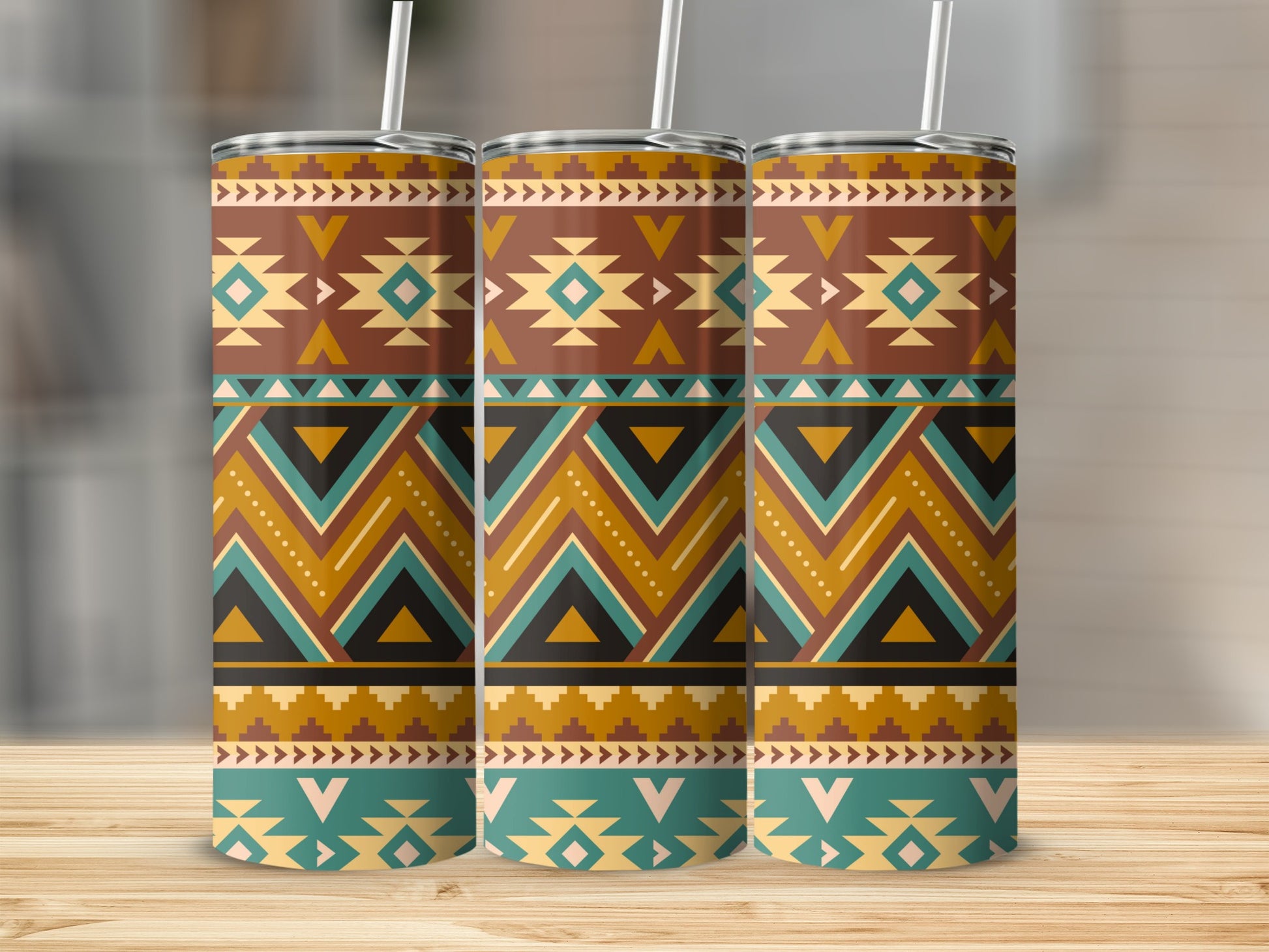 Abstract Geometric Design Patterned Tumbler Product