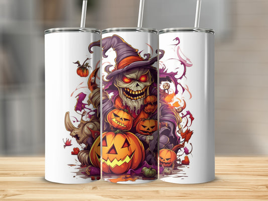 Spooky Halloween Pumpkin Witch Stainless Steel Tumbler