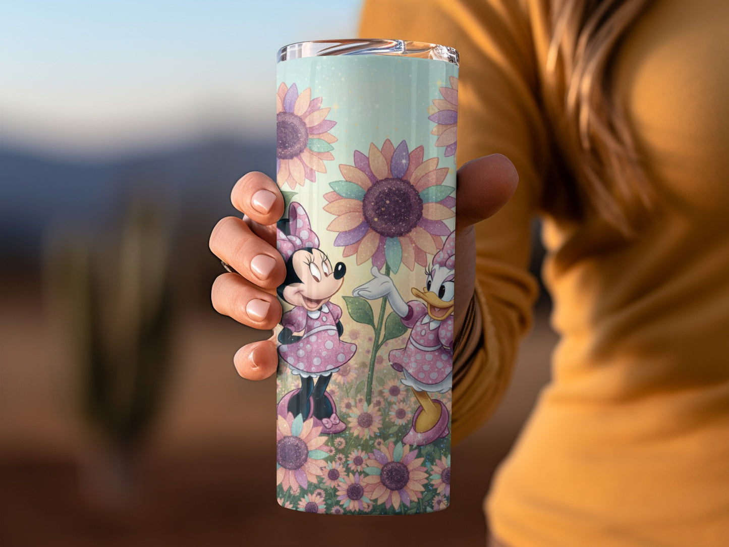 Cute Minnie and Daisy Flower Patterned Tumbler