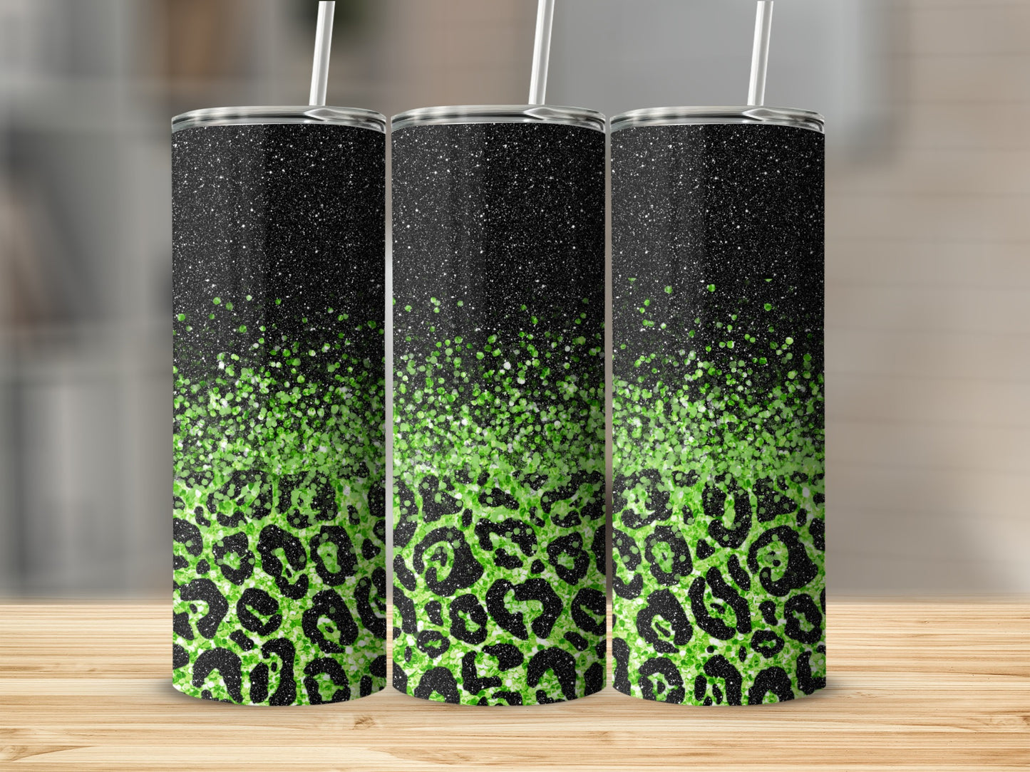 Eye-catching Glitter Leopard Colored Tumbler Cup