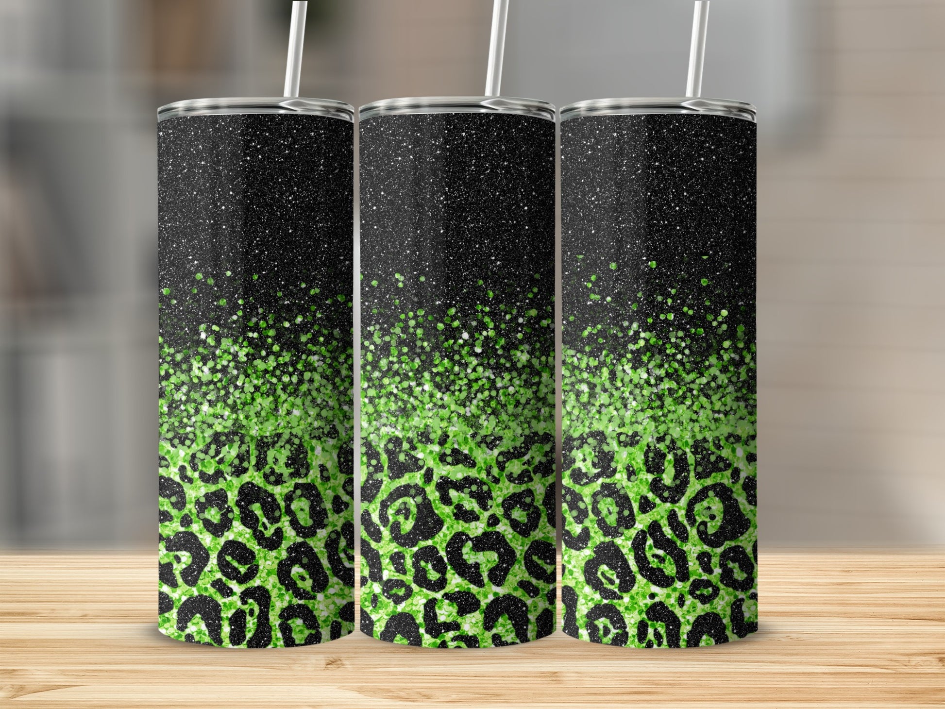 Eye-catching Glitter Leopard Colored Tumbler Cup