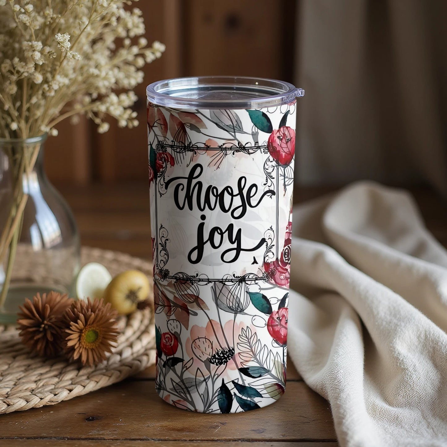 Choose Joy Floral Pattern Tumbler Product