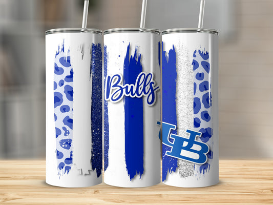 Bulls Design Blue White Pattern Stripes Tumblers