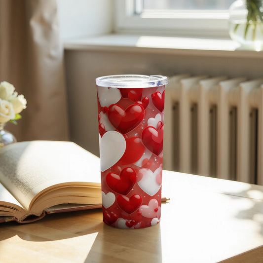 Heart Patterned Tumbler with Love Motif Design