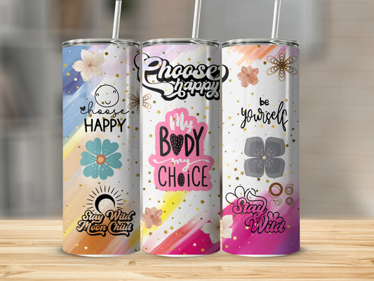 Choose Happy Floral Inspirational Tumbler Set