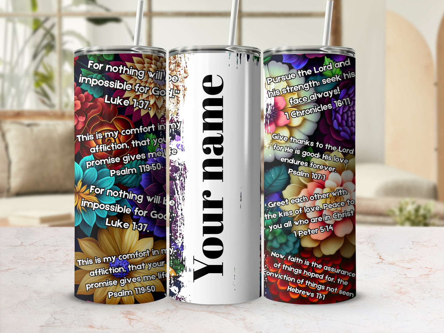 Custom Text and Bible Verse Tumbler Inspirational Gift