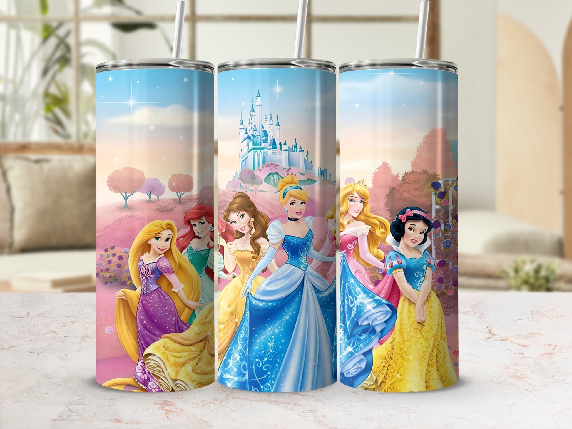 Princess Character Tumbler With Colorful Background