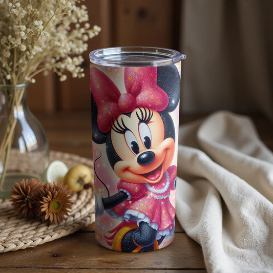 Adorable Minnie Mouse Pink-Themed Tumbler with Straw