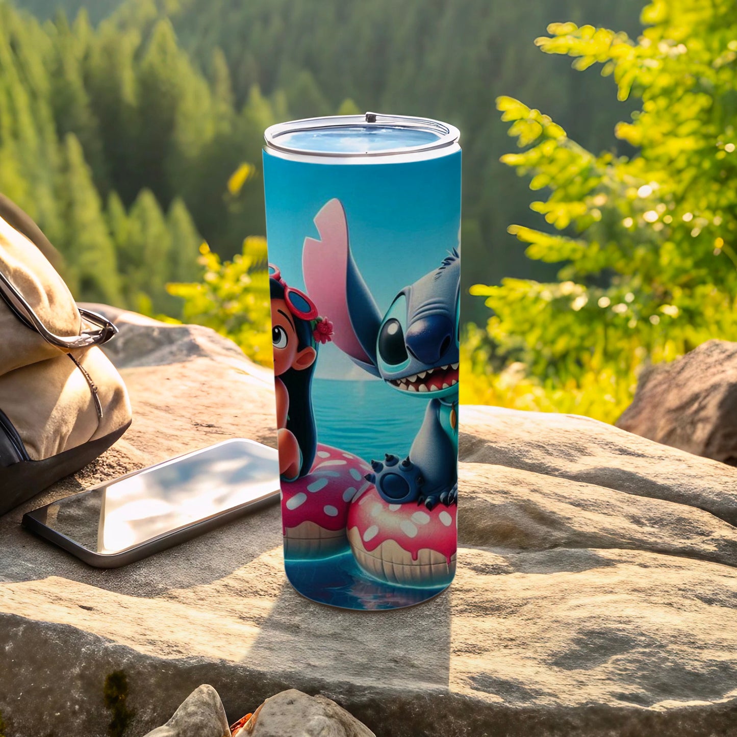 Cute Cartoon Character Print Tumbler for Outdoor Use