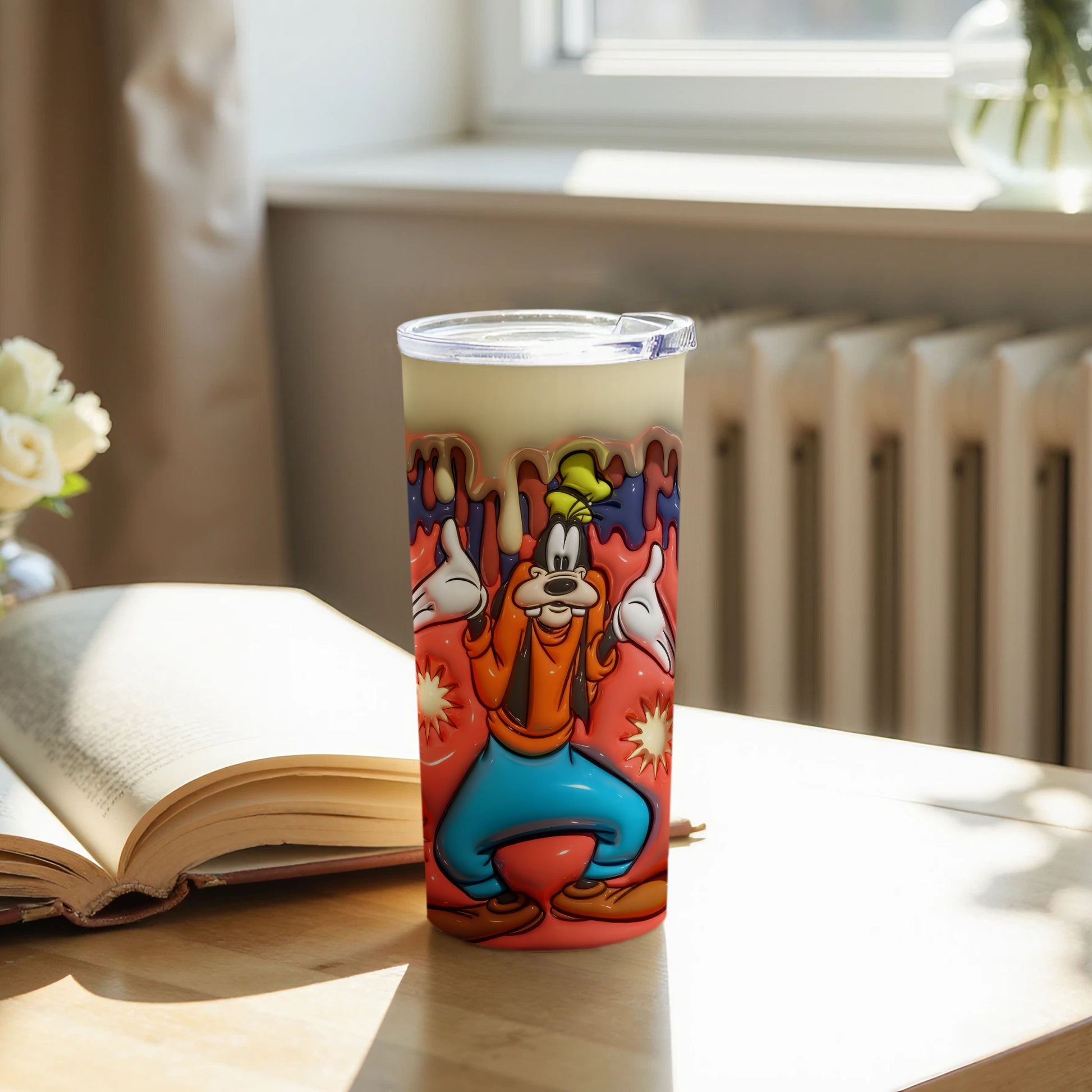 Goofy Splash Design Plastic Insulated Tumbler