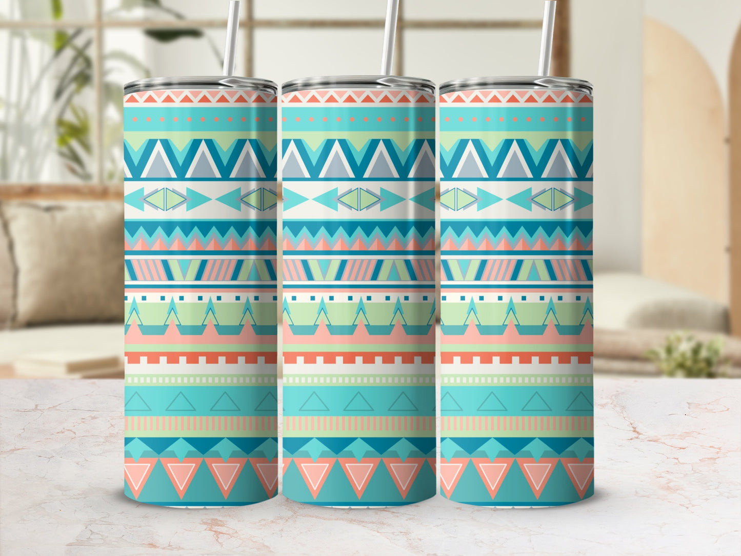 Colorful Geometric Patterns Tall Drink Tumbler