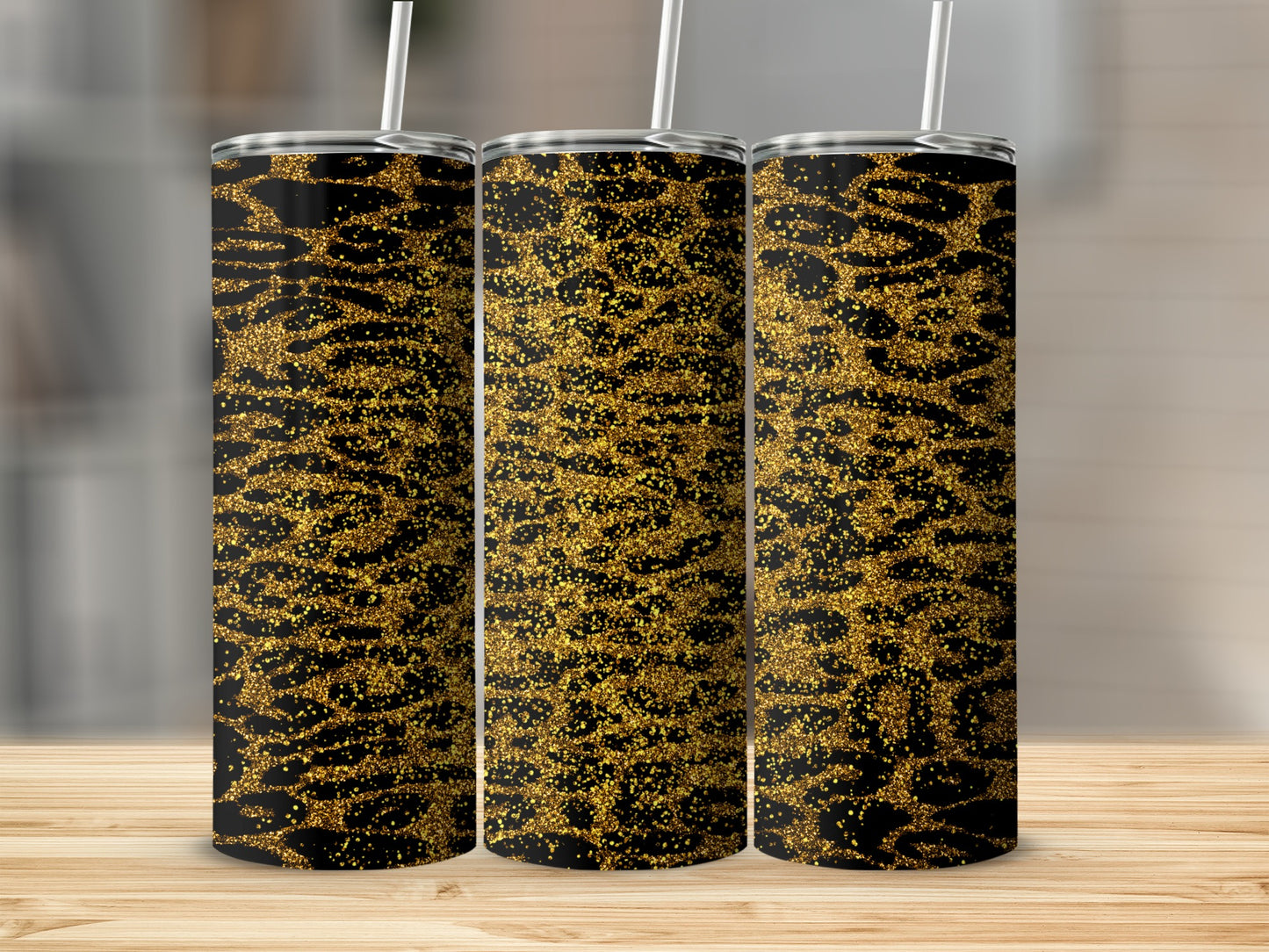Sparkling Gold and Black Patterned Tumbler Product