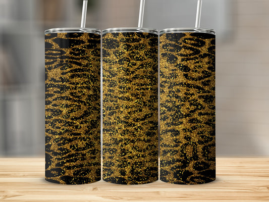 Sparkling Gold and Black Patterned Tumbler Product