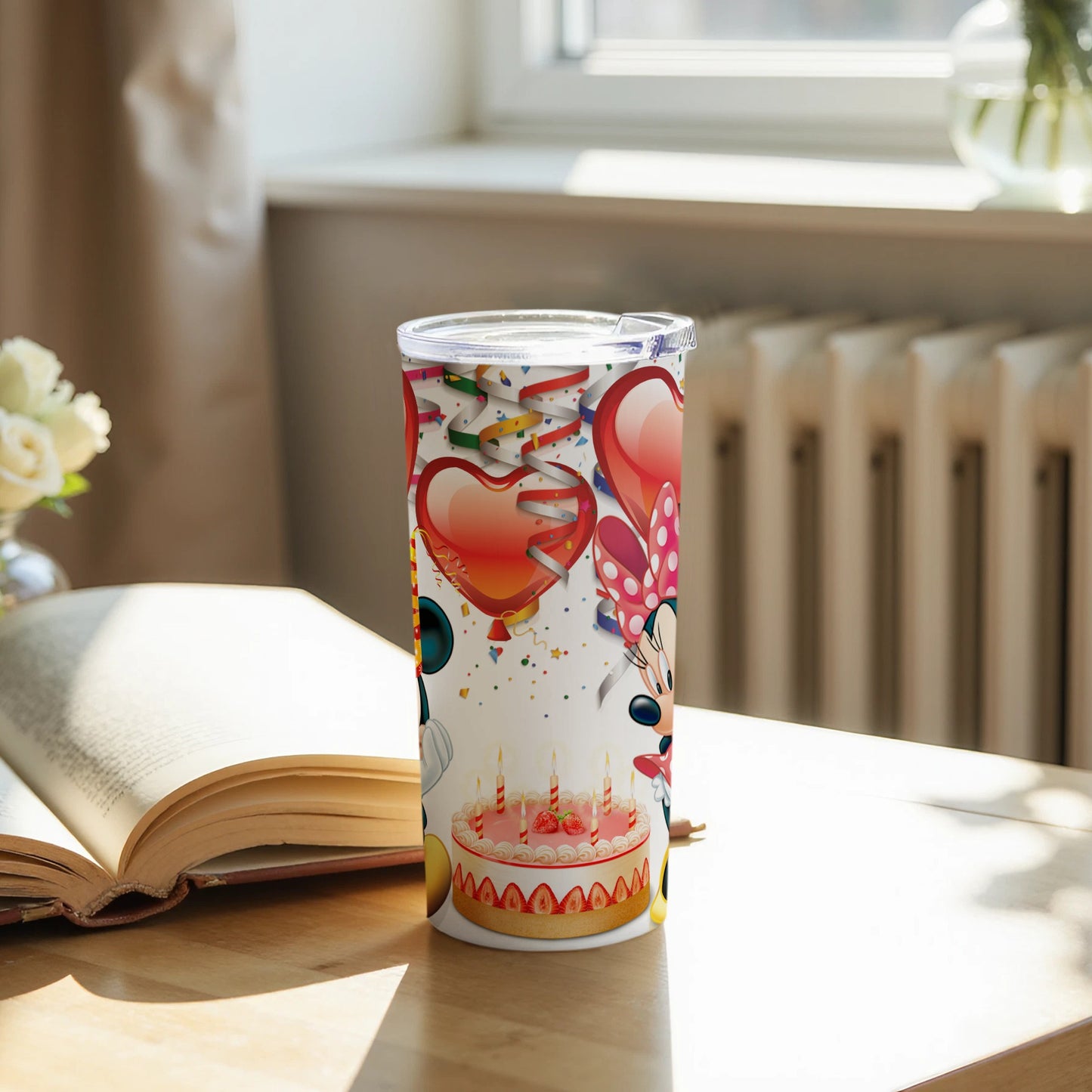 Whimsical Hearts and Balloons Themed Tumbler