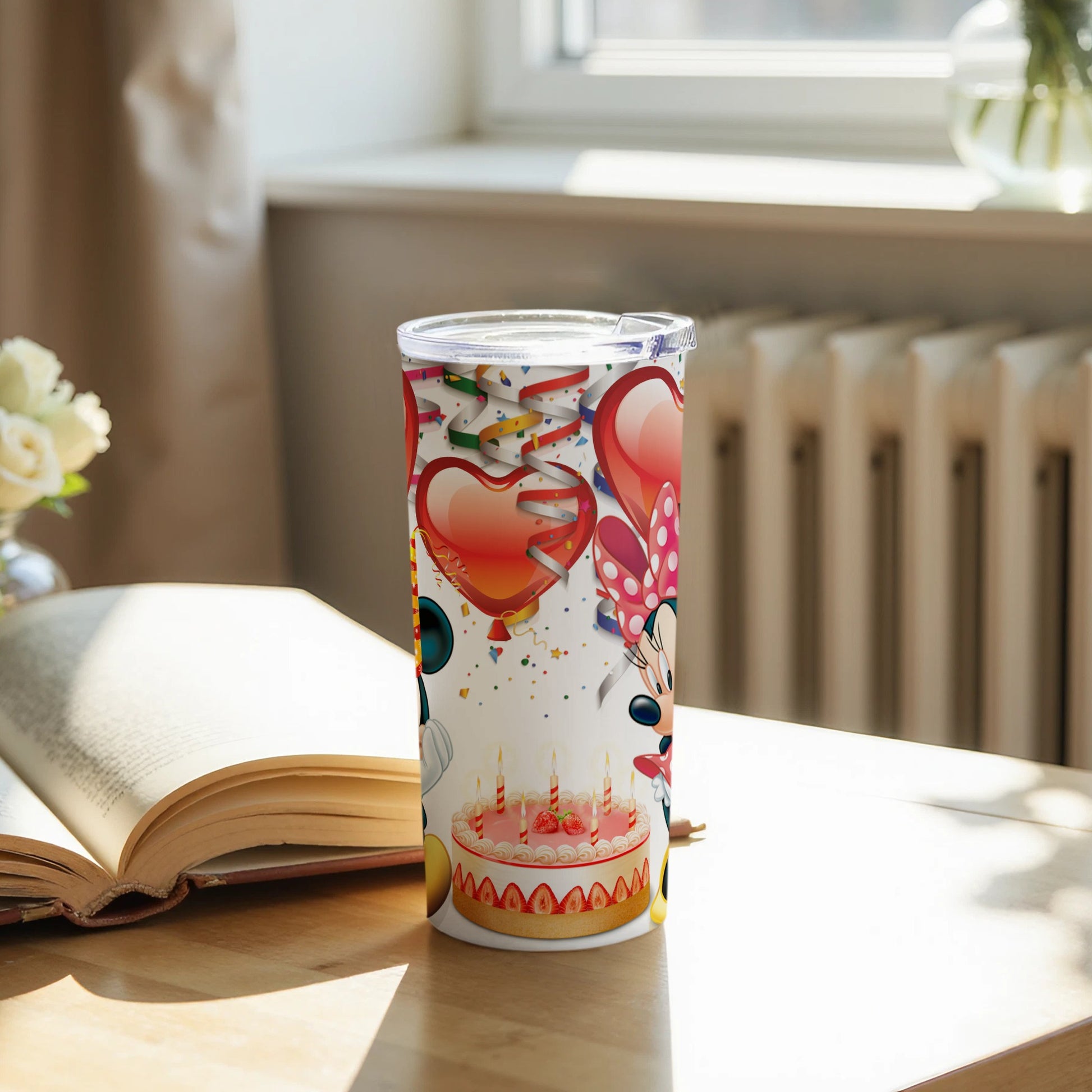 Whimsical Hearts and Balloons Themed Tumbler