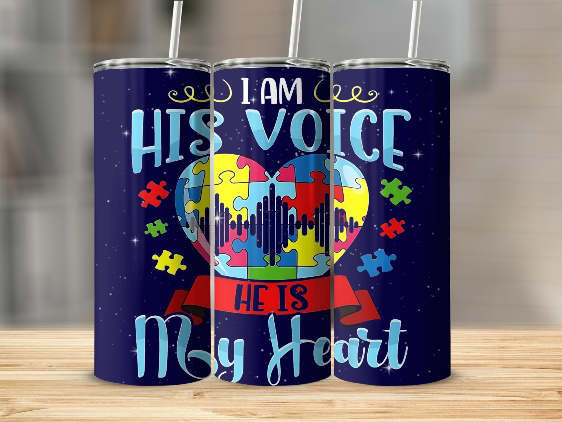 I Am His Voice He Is My Heart Autism Awareness Tumbler