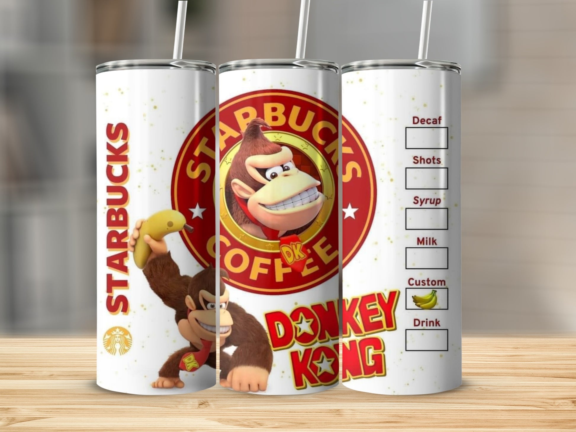 Donkey Kong Starbucks Themed Customizable Tumbler