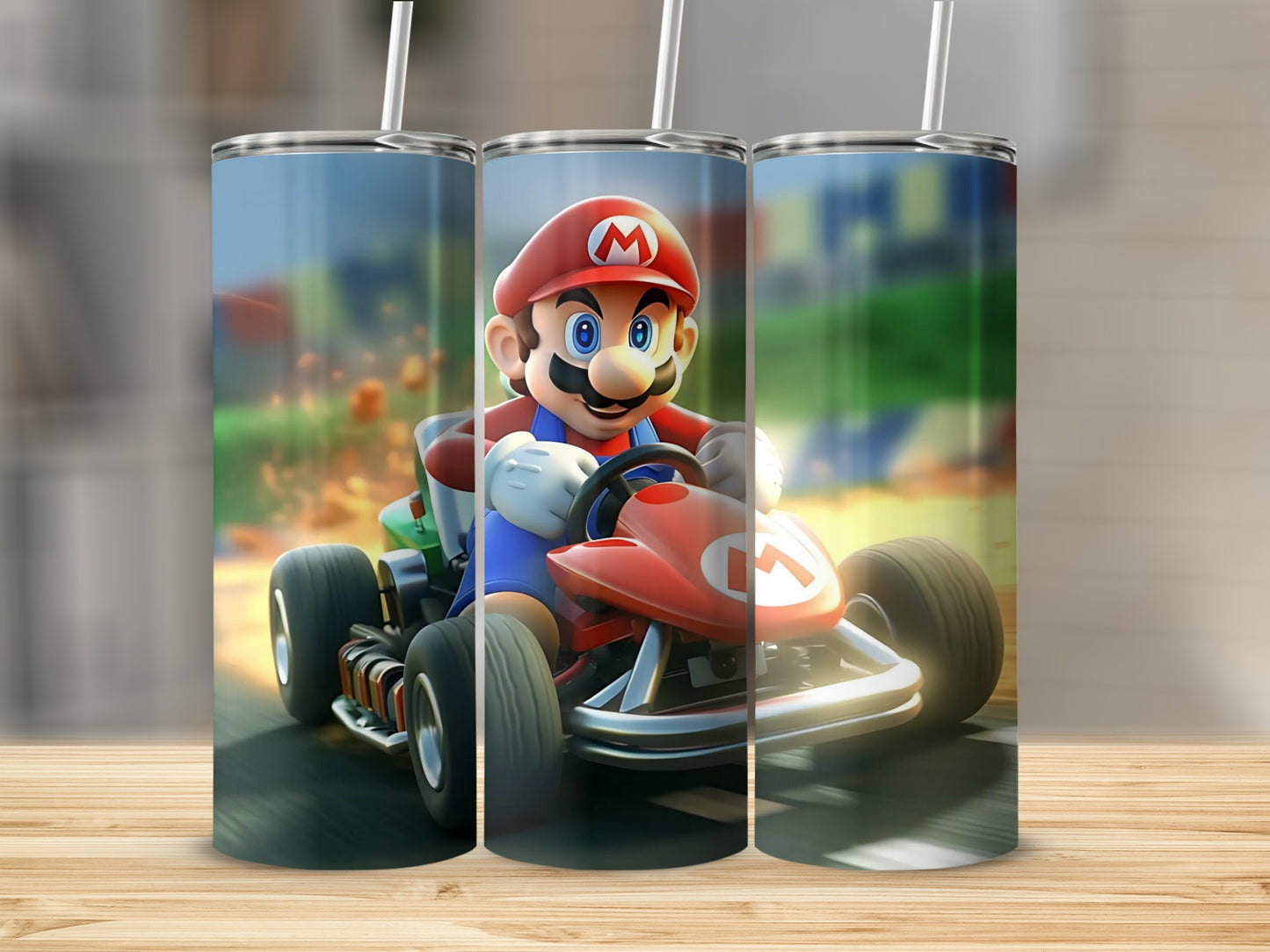 Mario Kart Tumbler with Straw Stainless Steel Cup