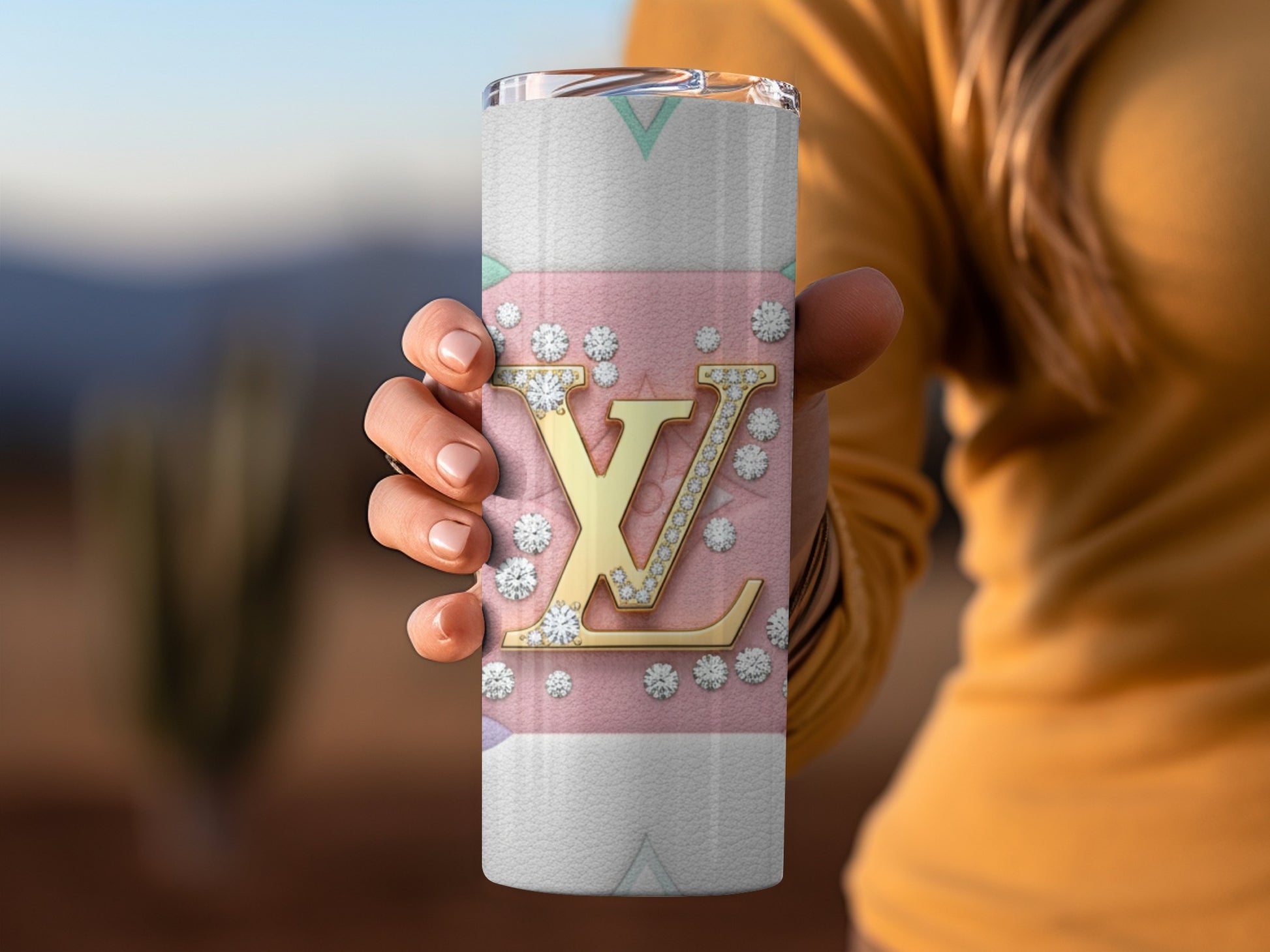 Elegant LV Monogram and Floral Pattern Tumbler