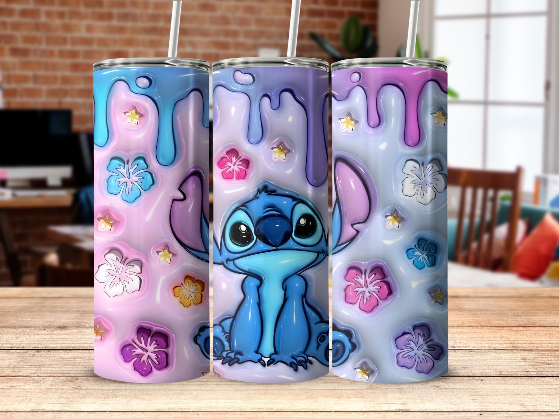Cute Dripping Floral Cartoon Themed Tumbler