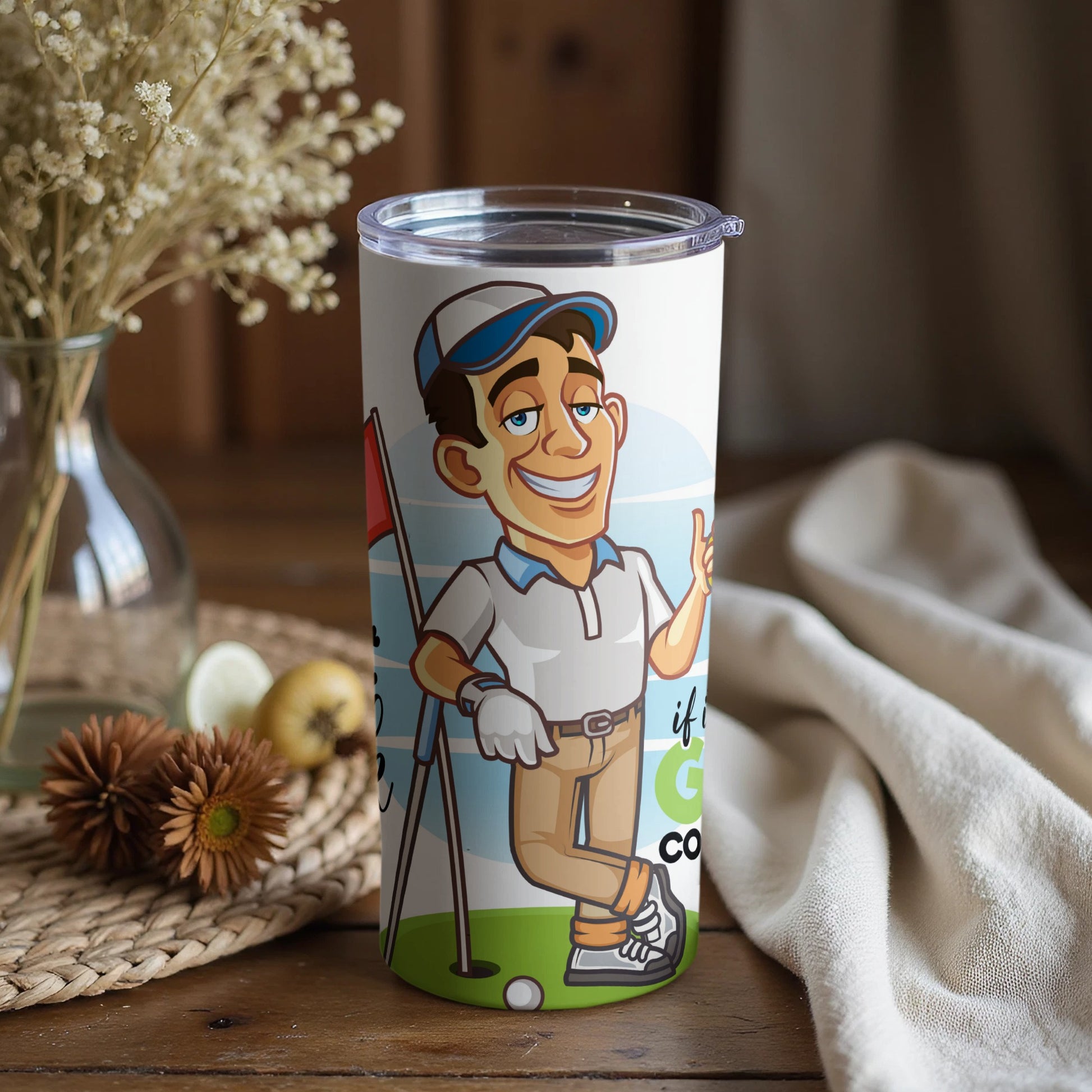 Funny Golfer Illustration on Tumbler Product