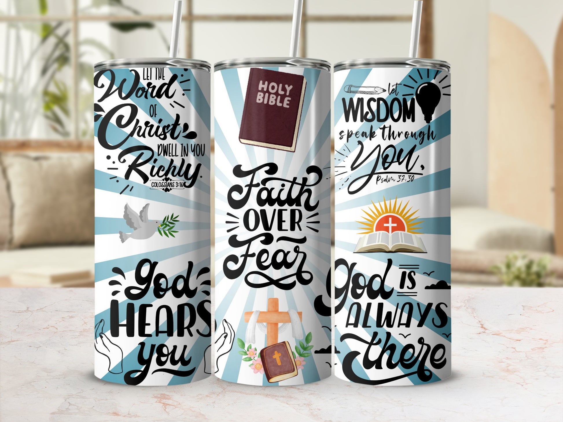 Inspirational Faith and Wisdom Design Tumbler Cup