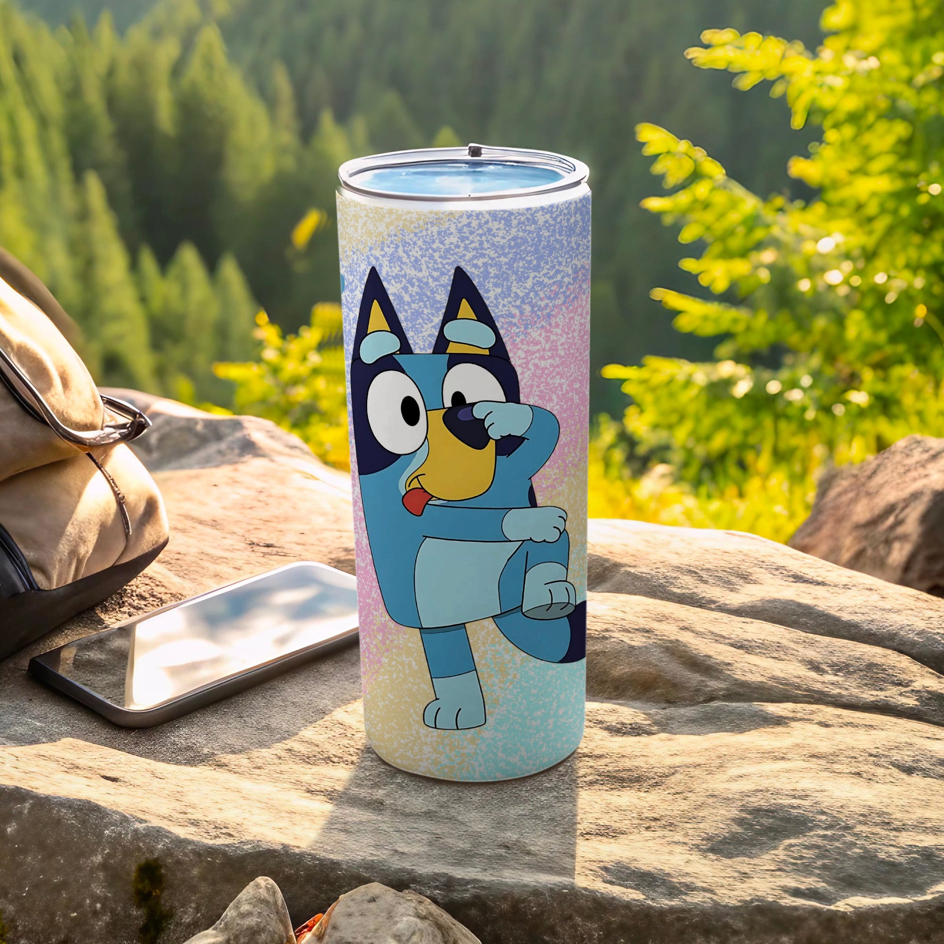 Colorful Insulated Travel Tumbler with Cute Bluey Print
