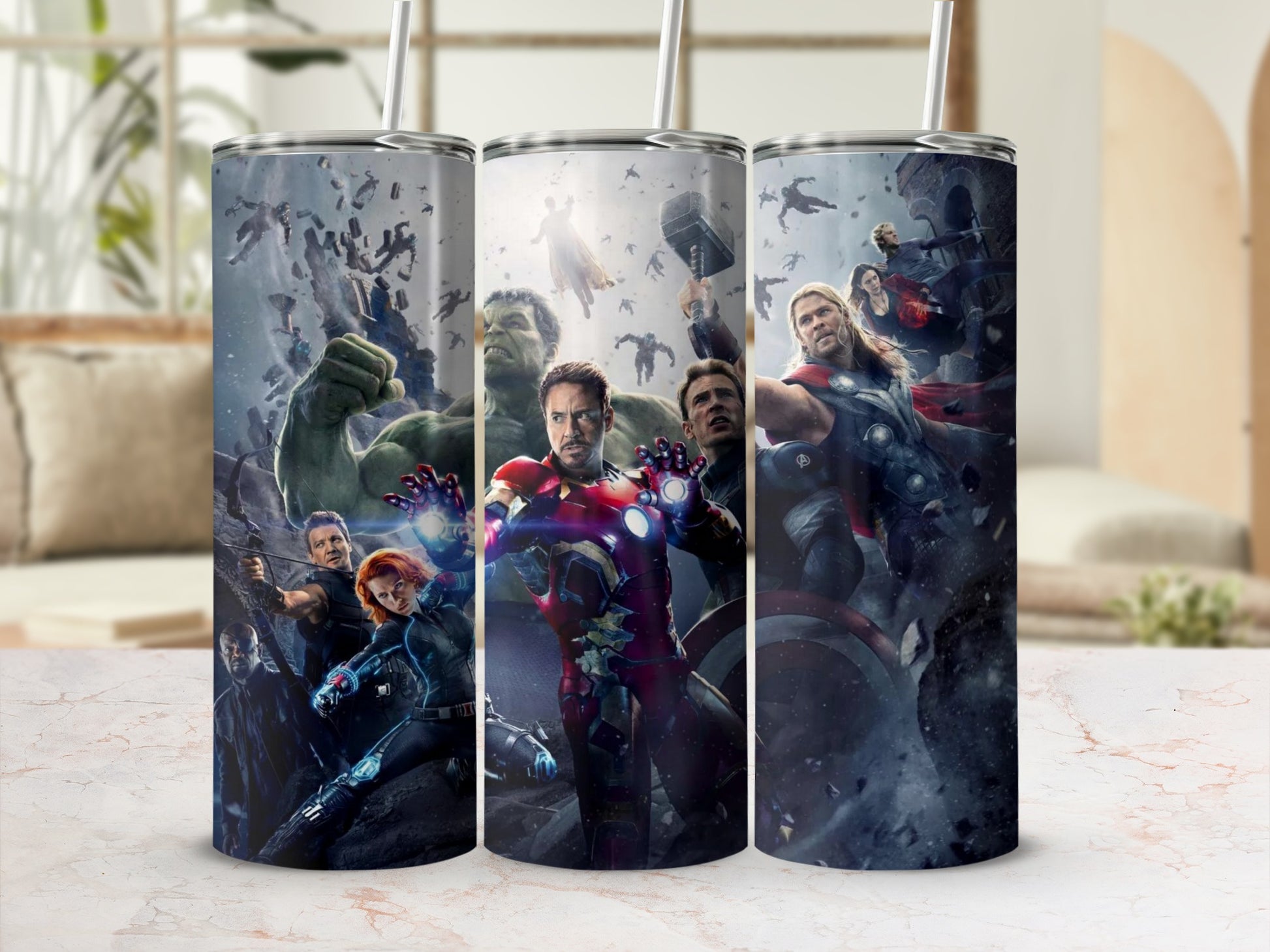 Marvel Superhero Tumbler with Straw 20oz Stainless Steel