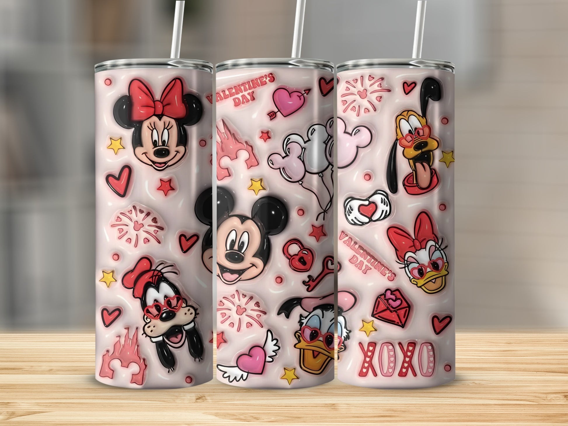 Valentine's Day Cartoon Characters Insulated Tumbler