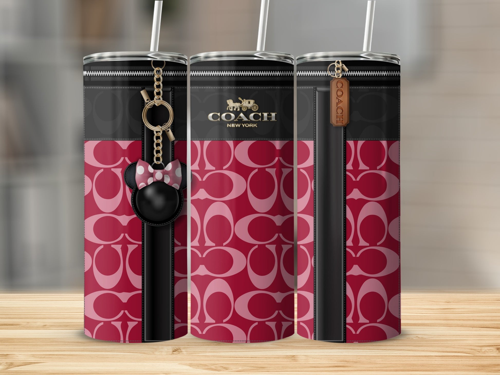 Stylish Coach Branded Pink Patterned Tumbler
