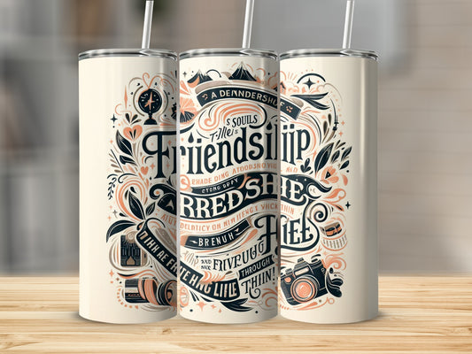 Vintage Friendship Theme Art Drink Tumbler