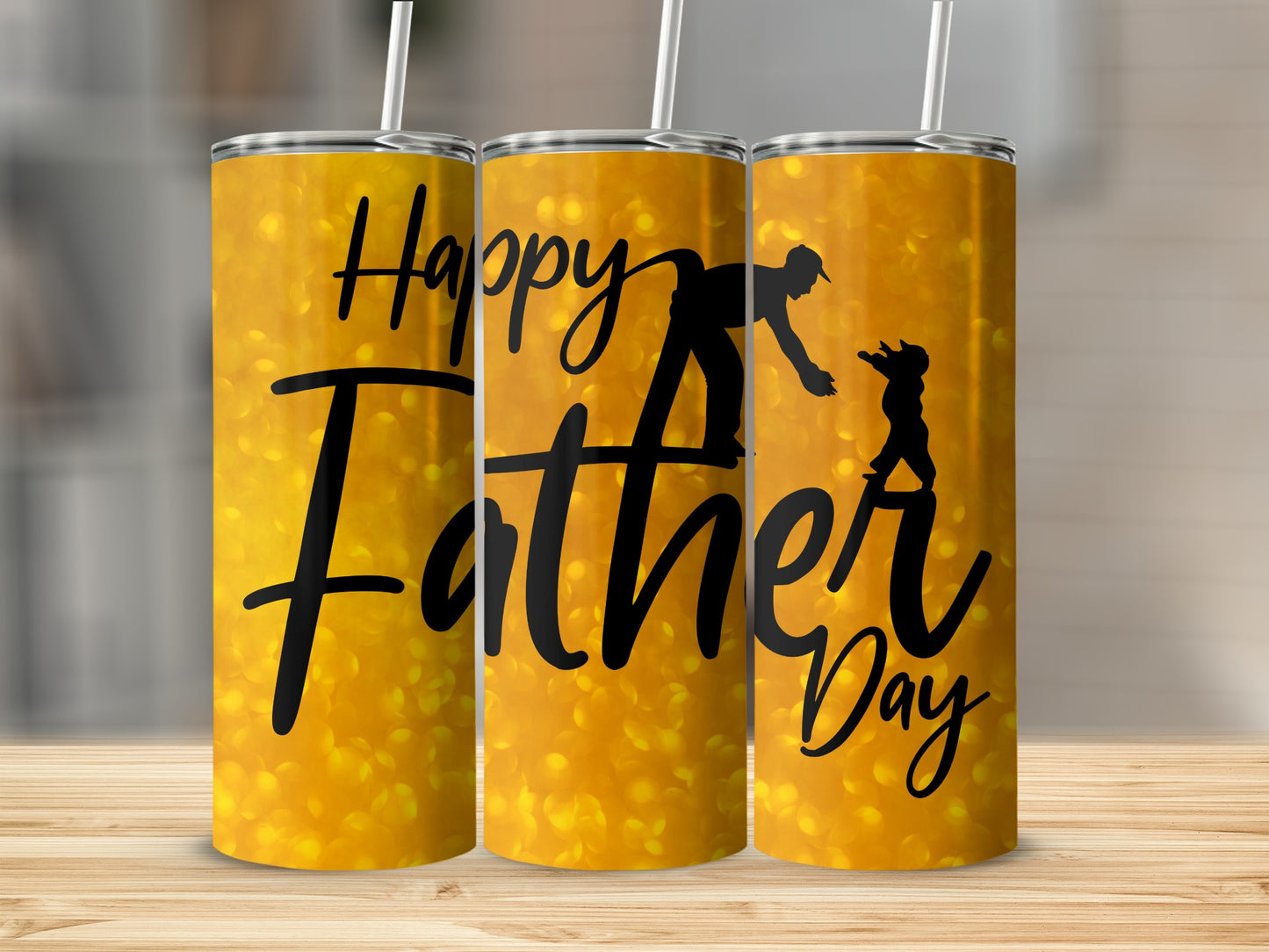 Happy Father Day Tumbler with Straw Father's Day Gift