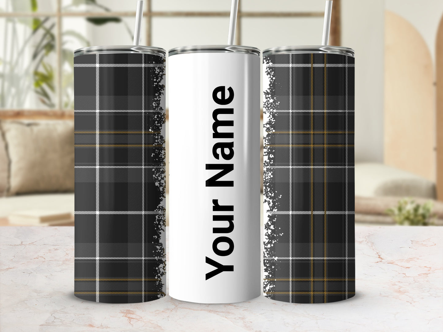 Custom Personalized Plaid Pattern Insulated Tumbler