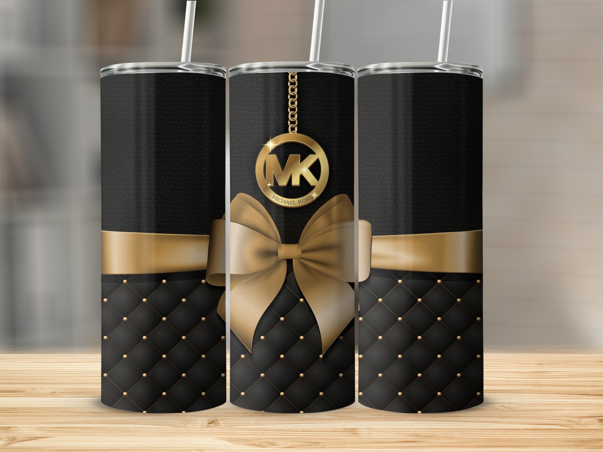 Elegant Black and Gold Bow Design Tumbler product