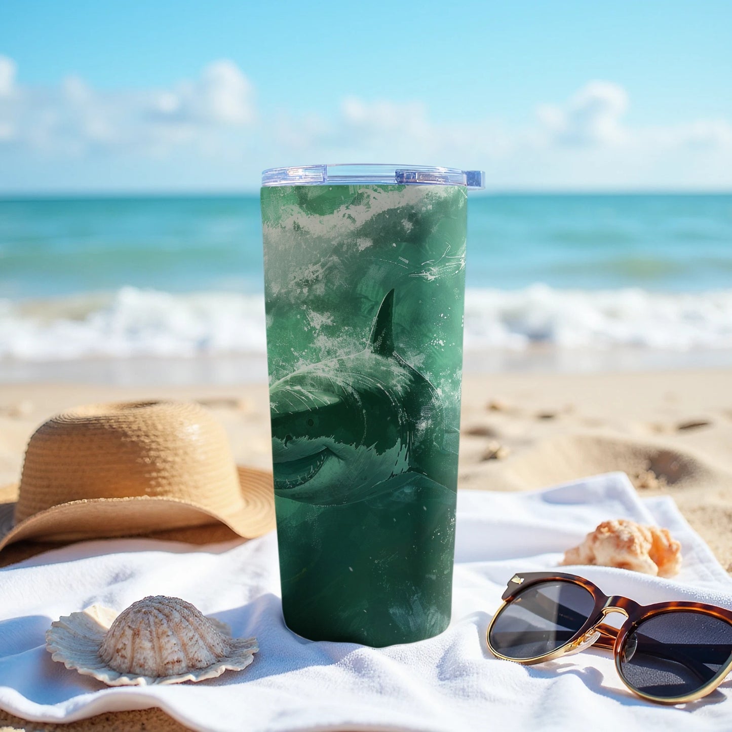 Deep Sea Shark Graphic Tumbler Beach Drinkware product type
Tumbler, Shark, Ocean, Beach, Drinkware, MarineLife, Aquatic, SummerVibes, TravelMug, VacationGear, WildlifeArt, SeaCreature, GreatWhite, InsulatedCup, BeverageHolder, OutdoorsLife, BeachAccessories, AnimalGraphic, DrinkBottle, NatureTheme