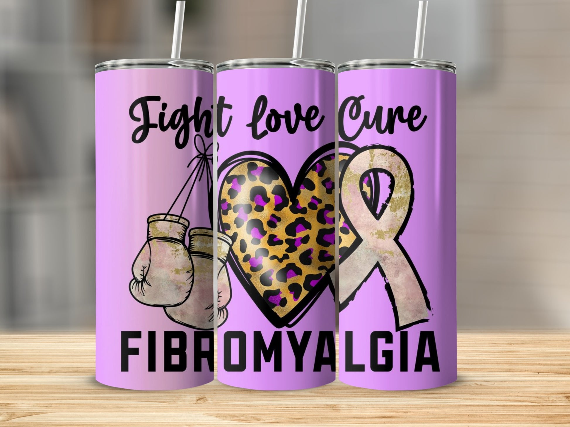 Fight Love Cure Fibromyalgia Tumbler Custom Tumblers