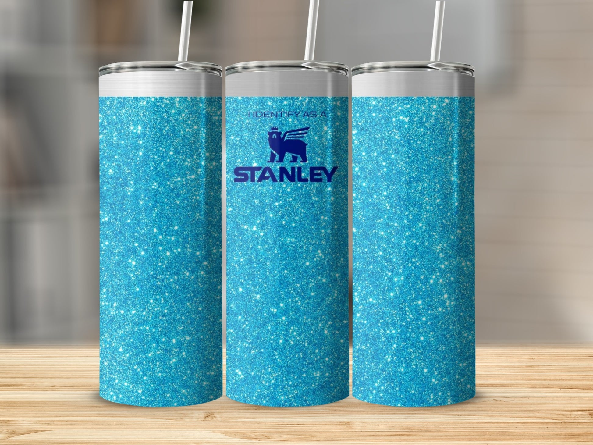 Blue Glitter Stanley Tumbler for Hydration Drinks
