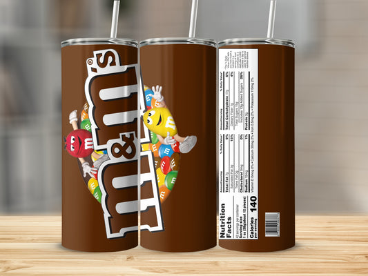 M&Ms Chocolate Brown Nutrition Facts Tumbler product type