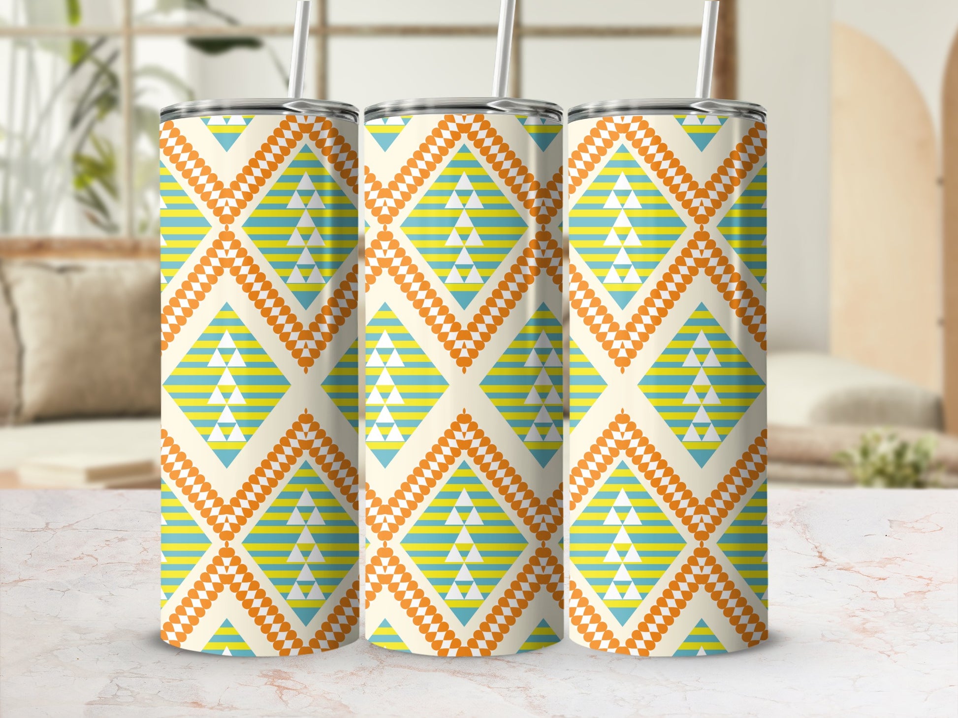 Vibrant Geometric Pattern Tumbler Drinkware Product