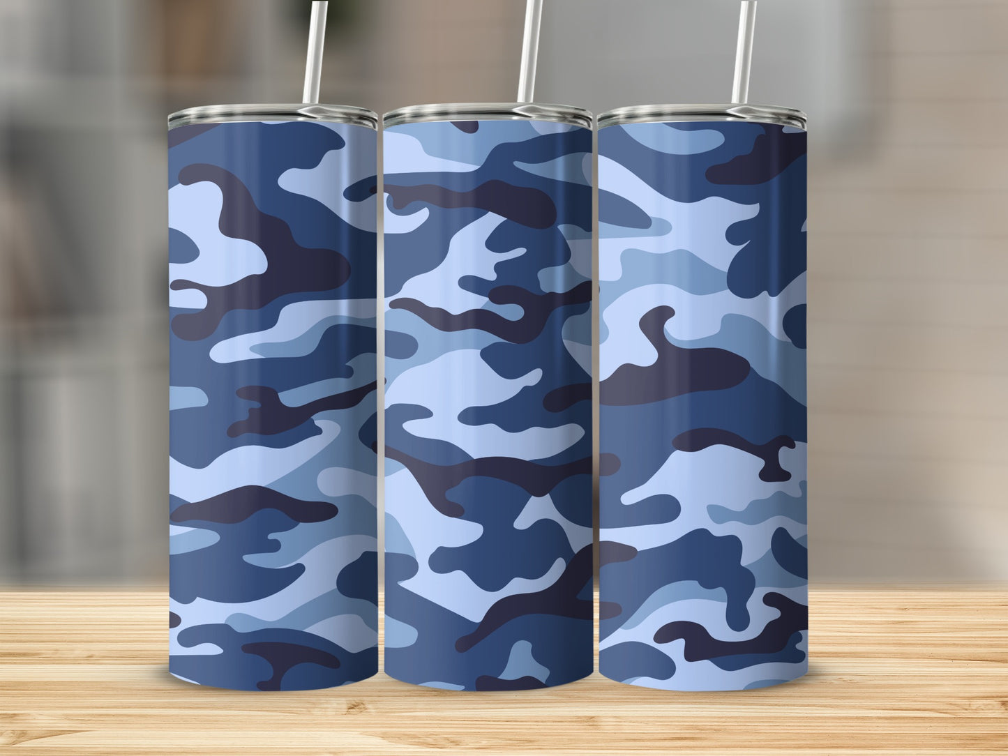 Blue Camouflage Pattern Design Insulated Tumbler