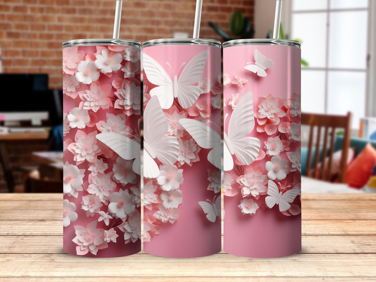 Pink White Butterfly Floral Paper Cut Product type
Tumbler, Butterfly, Pink, Floral, Flowers, Spring, Delicate design, Papercut art, 3D butterfly, White butterflies, Pink flowers, Nature pattern, Elegant gift, Drinkware accessory, Aesthetic cup, Trendy design, Unique tumbler, Blossom pattern, Pastel colors, Pretty art