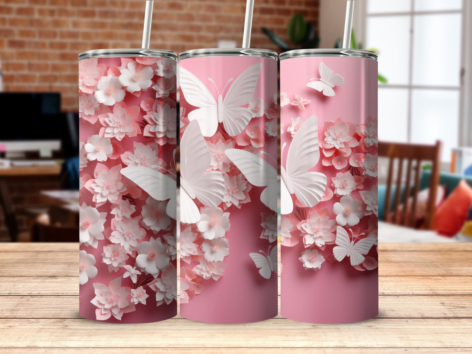 Pink White Butterfly Floral Paper Cut Product type
Tumbler, Butterfly, Pink, Floral, Flowers, Spring, Delicate design, Papercut art, 3D butterfly, White butterflies, Pink flowers, Nature pattern, Elegant gift, Drinkware accessory, Aesthetic cup, Trendy design, Unique tumbler, Blossom pattern, Pastel colors, Pretty art