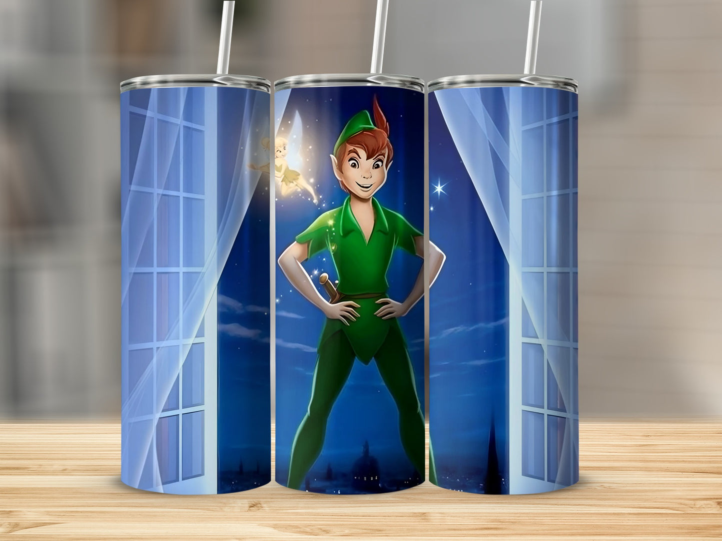 Peter Pan Themed Tumbler with Straw Drinkware