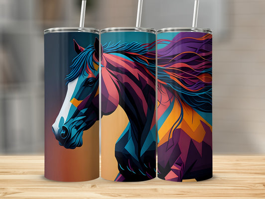 Colorful Abstract Horse Design Tumbler For Stylish Product